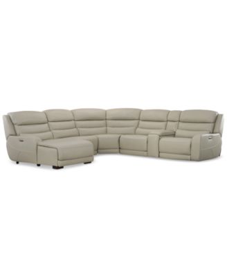 Furniture - Blairesville 6-Pc. Leather Sectional & Chaise with 3 Power Motion Chairs & 1 Console