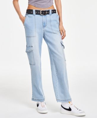 Madden Girl - Juniors' Belted Skater Jeans
