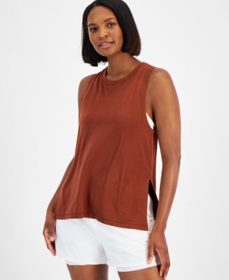 ID Ideology - Women's Flowy Side-Slit Knit Tank Top, Created for Macy's