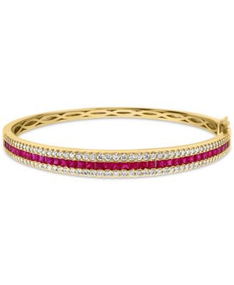 EFFY Collection - Ruby (3-5/8 ct. t.w.) & Diamond (1-1/2 ct. t.w.) Triple Row Bangle Bracelet in 14k Gold