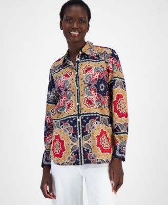 Nautica Jeans - Women's Paisley-Print Long-Sleeve Shirt