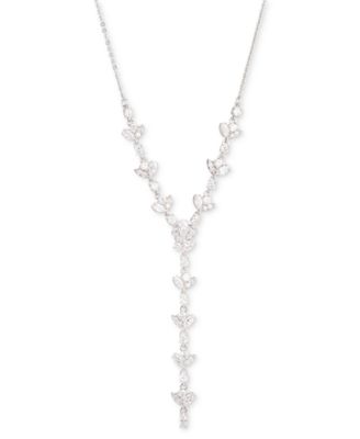 Givenchy - Silver-Tone Crystal Cubic Zirconia Lariat Necklace