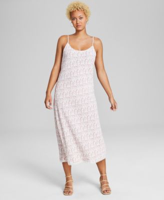 And Now This - Women's Floral-Print Lace-Trim Midi Dress