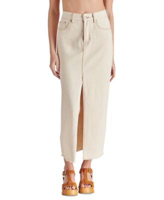 Steve Madden - Women's Avani Front-Slit Denim Maxi Skirt
