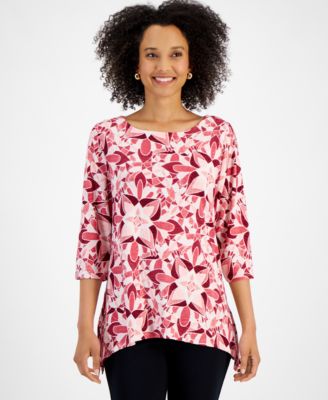 JM Collection - Petite Glamorous Tiles Jacquard Top