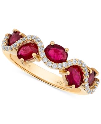 Macy's - Ruby (2-1/2 ct. t.w.) & Diamond (1/5 ct. t.w.) Wavy Ring in 14k Gold