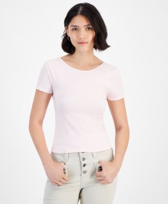 Ultra Flirt - Juniors' Open Back Short-Sleeve Seamless Top