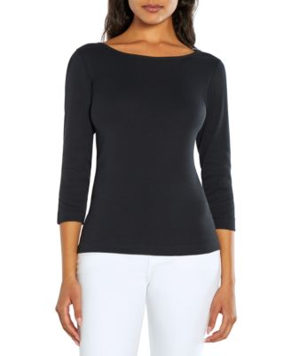 Three Dots - Women's Boat-Neck 3/4-Sleeve T-Shirt