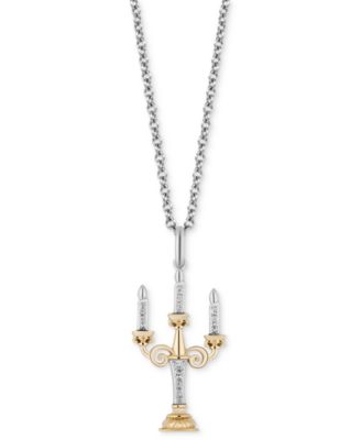 Disney Enchanted Vault - Diamond Lumiere Candlestick Pendant Necklace (1/10 ct. t.w.)  in Sterling Silver & 10k Gold, 16" + 2" extender