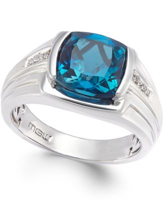 Macy's - Men's Blue Topaz (5 ct. t.w.) and Diamond Accent Ring in Sterling Silver