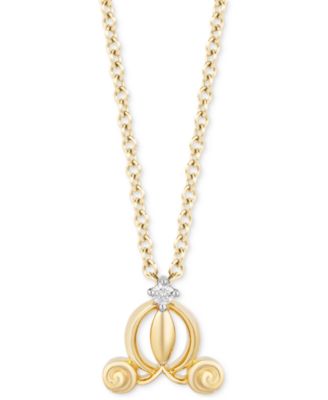 Disney Enchanted Vault - Diamond Accent Cinderella Carriage Pendant Necklace in Gold-Plated Sterling Silver, 16" + 2" extender