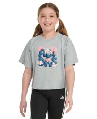 adidas - Big Girls Short-Sleeve Waist-Length Raglan Heather T-Shirt
