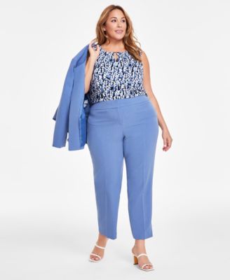 Kasper - Plus Size Mid Rise Straight-Leg Fly-Front Pants
