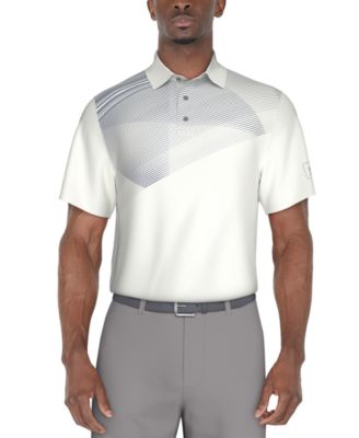 PGA TOUR - Men's Classic-Fit Stretch Performance Asymmetrical Geo-Print Golf Polo Shirt