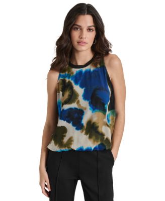 DKNY - Women's Printed Chiffon Sleeveless Blouse