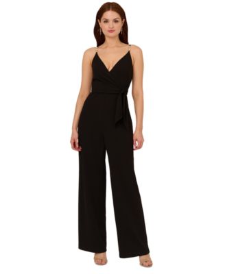 Adrianna Papell - Women's Surplice-Neck Wide-Leg Jumpsuit