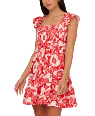 Adrianna by Adrianna Papell - Women's Floral Print Smocked A-Line Dress