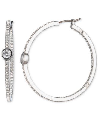 Givenchy - Silver-Tone Medium Pav&eacute; & Cubic Zirconia Hoop Earrings, 1.27"