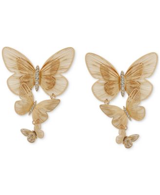 lonna & lilly - Gold-Tone Pav&eacute; Butterfly Statement Earrings