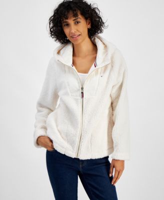 Tommy Hilfiger - Women's Sherpa Zip-Front Hooded Sweater