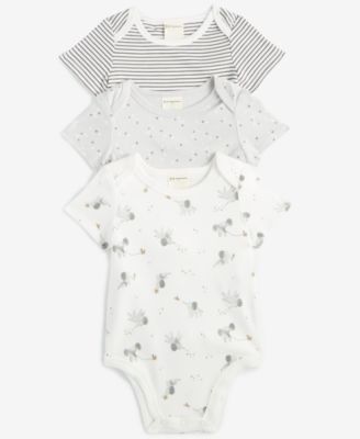 First Impressions - Baby Elephant Cotton Bodysuits, 3 Pack