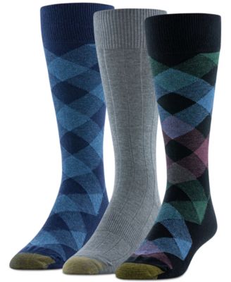 Gold Toe - Men's Multi Bias Check Crew Dress Socks,3-Pack