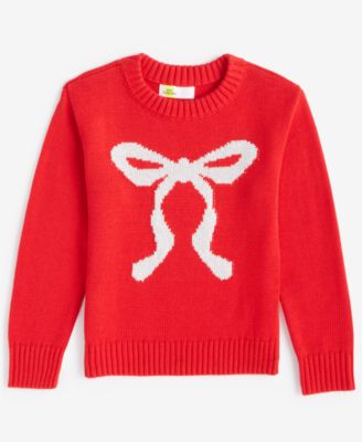 Epic Threads - Toddler Girls Knit-In Bow Crewneck Sweater