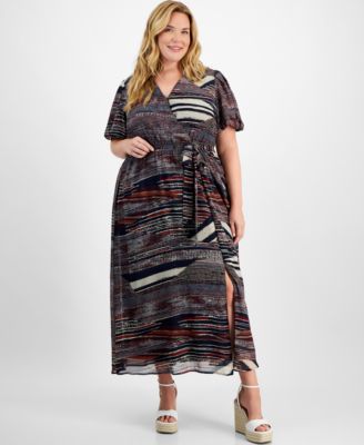Robbie Bee - Plus Size Surplice Maxi Dress