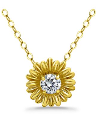 Giani Bernini - Cubic Zirconia Flower Pendant Necklace in 18k Gold-Plated Sterling Silver, 16" + 2" extender