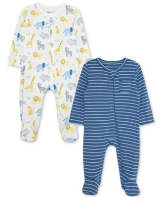 Little Me - Baby Boys Jungle Fun Footed Coveralls, 2 Piece Set