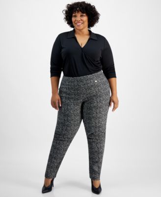 I.N.C. International Concepts - Plus Size Mid-Rise Jacquard Skinny Pants