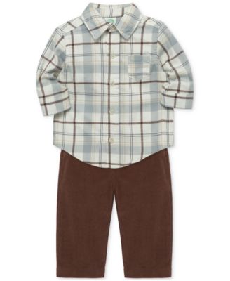 Little Me - Baby Boys Plaid Shirt & Pants Set