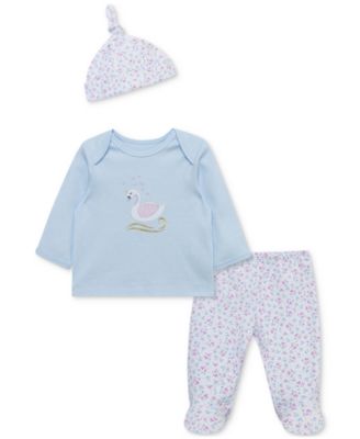 Little Me - Baby Girls 3-Pc. Swan Princess Top, Footed Pants & Hat Set