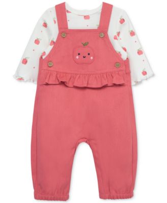 Little Me - Baby Girls 2-Pc. Apples Shirt & Overalls Set