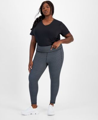 ID Ideology - Plus Size Compression Zig Zag Geometric-Print Leggings