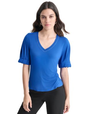 DKNY - Women's Short-Sleeve V-Neck Top