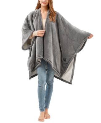 Sharper Image - Heated Fleece Snuggle Wrap Blanket