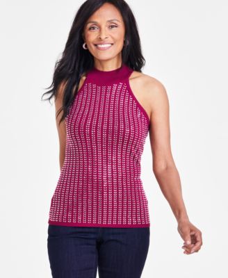 I.N.C. International Concepts - Women's Embellished Sleeveless Halter Sweater