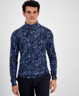 Club Room - Men's Printed Cashmere Turtleneck Sweater