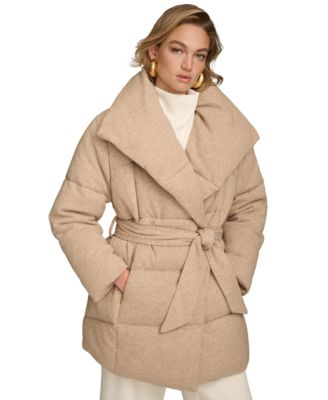 Donna Karan New York - Women's Belted Wing-Collar Teddy Coat