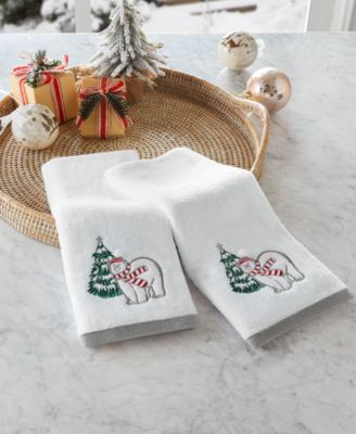 Holiday Lane - xPolar Bear Embroidered 2-Pc Hand Towels,