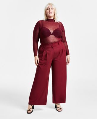 Bar III - Trendy Plus Size High-Rise Wide-Leg Pants