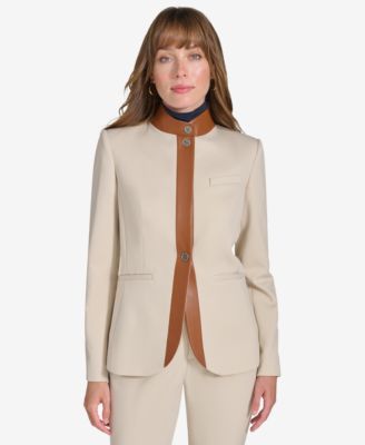Tommy Hilfiger - Women's Faux-Leather-Trim Riding Jacket