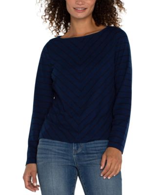 Liverpool Los Angeles - Women's Mitered Stripe Boatneck Top