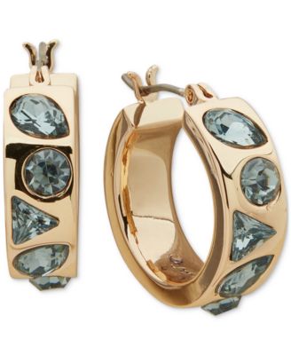 KARL LAGERFELD PARIS - Gold-Tone Small Mixed Stone Huggie Hoop Earrings, 0.58"