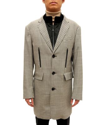 Paisley & Gray - Men's Alexander Coat with Removable Bib and Brown & Green Houndstooth