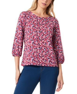 Jones New York - Petite Floral-Print 3/4-Sleeve Blouse
