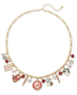 Holiday Lane - Gold-Tone Santa Letter Charm Necklace