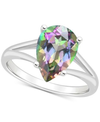 Macy's - Mystic Topaz Pear Split Shank Solitaire Ring (3-5/8 ct. t.w.) in Sterling Silver (Also in Pink Topaz)
