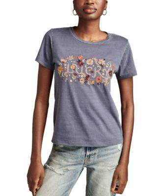 Lucky Brand - Women's Cotton Lucky Floral Embroidered T-Shirt